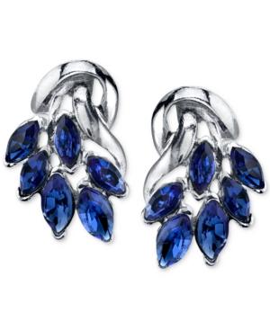 2028 Silver-tone Blue Cluster Button Earrings