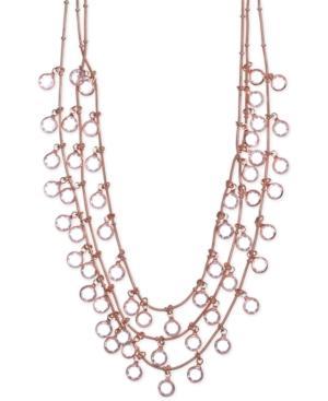 Anne Klein Rose Gold-tone Shaky Crystal Three-row Necklace