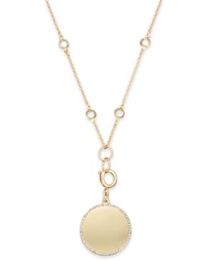 M. Haskell For Inc Gold-tone Crystal Enhanced Pave Disc Pendant Necklace, Only At Macy's