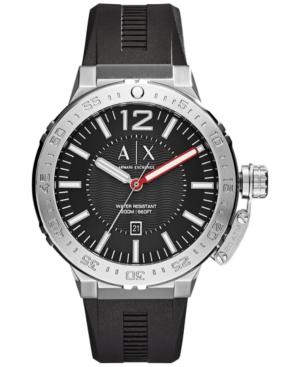 Ax Armani Exchange Men's Black Silicone Strap Watch 48mm Ax1810
