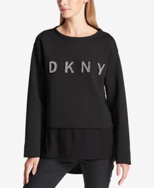 Dkny Mixed-media Logo-graphic Top