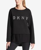 Dkny Mixed-media Logo-graphic Top
