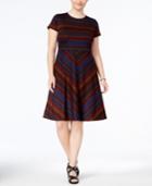 Sangria Plus Size Printed A-line Dress
