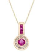 Ruby (3/4 Ct. T.w.) & Diamond (1/5 Ct. T.w.) Halo Pendant Necklace In 14k Gold