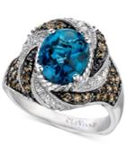 Le Vian Chocolatier Blue Topaz (2-5/8 Ct. T.w.) And Diamond (3/4 Ct. T.w.) Statement Ring In 14k White Gold