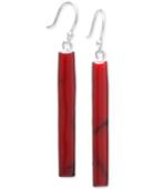 Red Jasper Linear Drop Earrings (37 X 5mm) In Sterling Silver