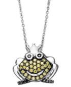 Sterling Silver Necklace, Yellow Diamond (1/2 Ct. T.w.) And Black Diamond Accent Frog Pendant