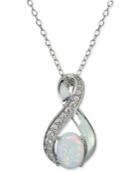 Giani Bernini Cubic Zirconia And Iridescent Stone Infinity Pendant Necklace In Sterling Silver, Only At Macy's