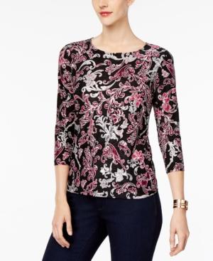 Jm Collection Jacquard Metallic-print Top, Created For Macy's