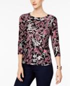 Jm Collection Jacquard Metallic-print Top, Created For Macy's