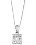 Diamond Square Halo Pendant Necklace (1/2 Ct. T.w.) In 14k White Gold