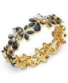 Anne Klein Gold-tone Stone And Crystal Flower Stretch Bracelet