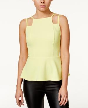 Material Girl Juniors' Sleeveless Cutout Peplum Top, Only At Macy's