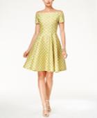 B Michael Off-the-shoulder Printed Fit & Flare Dress