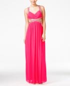 City Studios Juniors' Embellished Open-back Gown