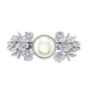 2028 Silver-tone Simulated Pearl Flower Barrette