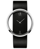 Ck Calvin Klein Watch, Women's Swiss Glam Black Leather Strap 42mm K9423107