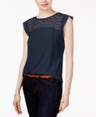 Maison Jules Flutter-sleeve Eyelet-detail Top, Only At Macy's