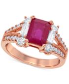 Ruby (1-3/4 Ct. T.w.) And Diamond (7/8 Ct. T.w.) Ring In 14k Rose Gold