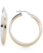 Two-tone Overlapped Hoop Earrings In Sterling Silver And 14k Gold-plate
