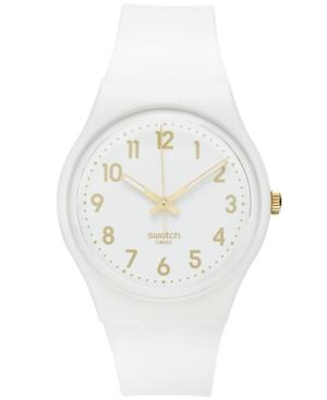 Swatch Watch, Unisex Swiss White Bishop White Silicone Strap 41mm Gw164