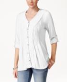 Style & Co. Lace Three-quarter-sleeve Top, Only At Macy's
