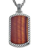 Esquire Men's Jewelry Red Tiger Eye (36 X 20mm) Dog Tag Pendant Necklace In Sterling Silver, Only At Macy's