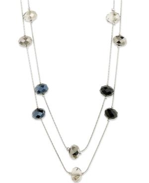 Inc International Concepts Necklace, Silver-tone Jet Bead Long Necklace