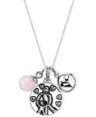 Unwritten Mother Charm And Rose Quartz Bead (8mm) Necklace In Stainless Steel