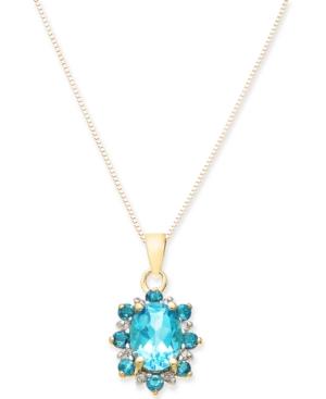 Blue Topaz (1-1/4 Ct. T.w.) & Diamond Accent 18 Pendant Necklace In 14k Gold