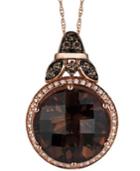 Le Vian Smokey Quartz (8-1/2 Ct. T.w.) And White (1/10 Ct. T.w.) And Chocolate (1/6 Ct. T.w.) Diamond Pendant Necklace In 14k Rose Gold