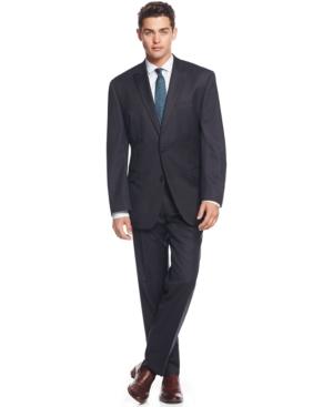 Calvin Klein Navy Pinstripe Peak Lapel Slim-fit Suit