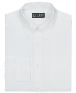 Lauren Ralph Lauren Dress Shirt, Slim-fit White Pinpoint Long Sleeve Shirt