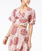 American Rag Printed Surplice Crop Top, Created For Macy's