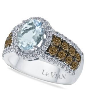 Le Vian Aquamarine (1-3/8 Ct. T.w.) And Diamond (3/4 Ct. T.w.) In 14k White Gold