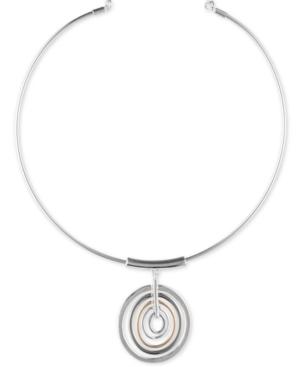 Nine West Tri-tone Coil Pendant Choker Necklace