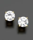 B. Brilliant 18k Gold Over Sterling Silver Earrings, Cubic Zirconia Stud (2 Ct. T.w.)