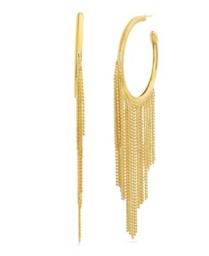 Catherine Malandrino Women's Polished Open Circle Dangling Fringe Yellow Gold-tone Hoop Earrings