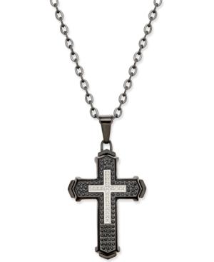 Men's Diamond Cross Pendant Necklace (1/2 Ct. T.w.) In Stainless Steel With Black Ion-plating