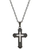 Men's Diamond Cross Pendant Necklace (1/2 Ct. T.w.) In Stainless Steel With Black Ion-plating