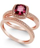 Rhodolite (1-1/4 Ct. T.w.) And White Topaz (2-3/4 Ct. T.w.) Ring Set In 14k Rose Gold Vermeil