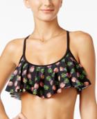 California Waves Pineapple-print Flounced Bikini Top Women's Swimsuit