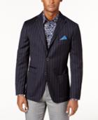 Tallia Men's Slim-fit Navy Striped Soft-constructed Sport Coat