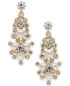 Charter Club Large Gold-tone Crystal & Imitation Pearl Snowflake Chandelier Earrings, 1.75, Created For Macy's