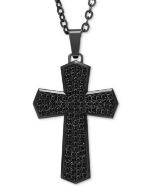 Men's Black Sapphire Cross 22 Pendant Necklace (3-1/3 Ct. T.w.) In Black Ion-plated Stainless Steel