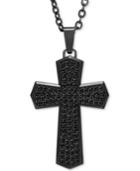 Men's Black Sapphire Cross 22 Pendant Necklace (3-1/3 Ct. T.w.) In Black Ion-plated Stainless Steel