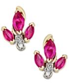 Ruby (3/4 Ct. T.w.) And Diamond Accent Stud Earrings In 14k Gold