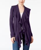 Karen Scott Ruffled Asymmetrical Cardigan, Created For Macy's