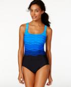 Reebok Wave-print One-piece Swimsuit Women's Swimsuit