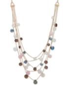 Anne Klein Gold-tone Multi-stone Adjustable Layered Necklace